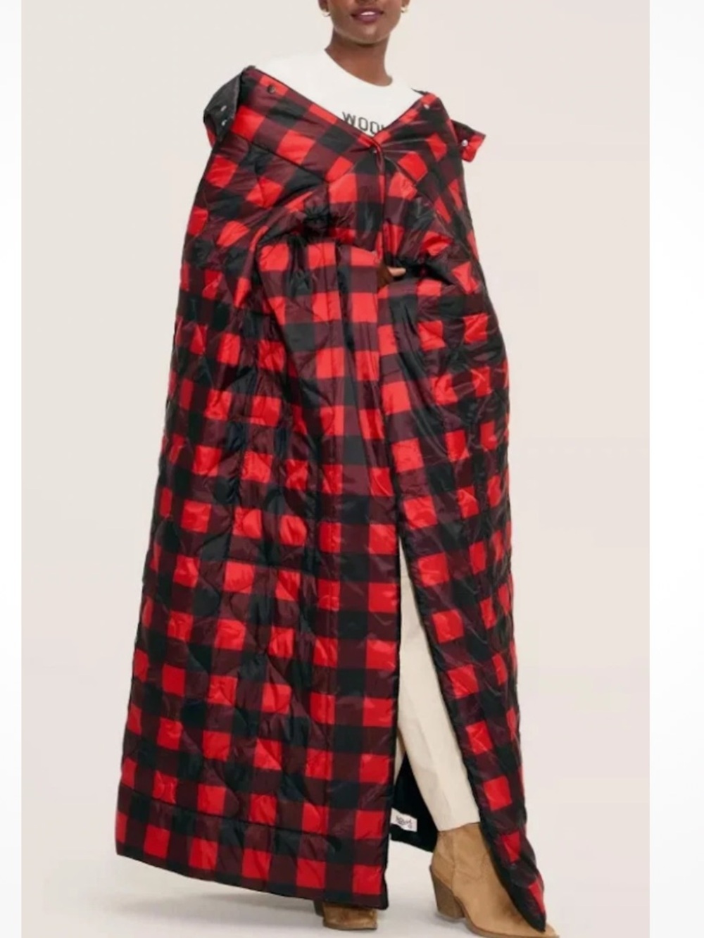 Woolrich Buffalo Check outdoor wearable throw red/black, One size, NEW NWT